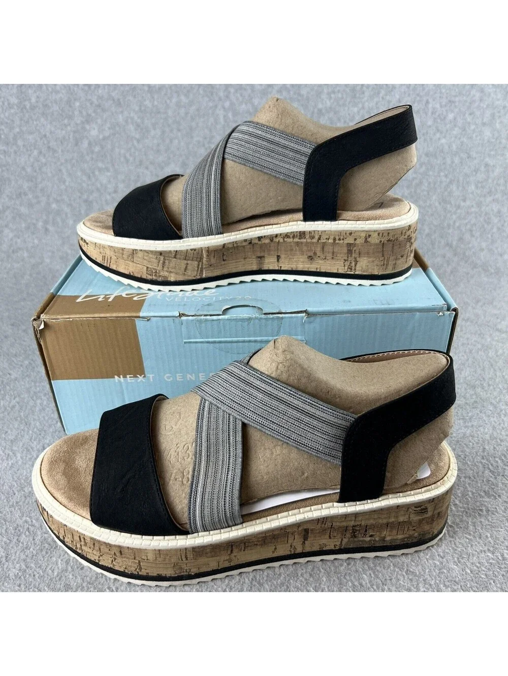 lifeStride Womens Platform Strap Sandals Size 8.5 Casual Flats Beach Vaca